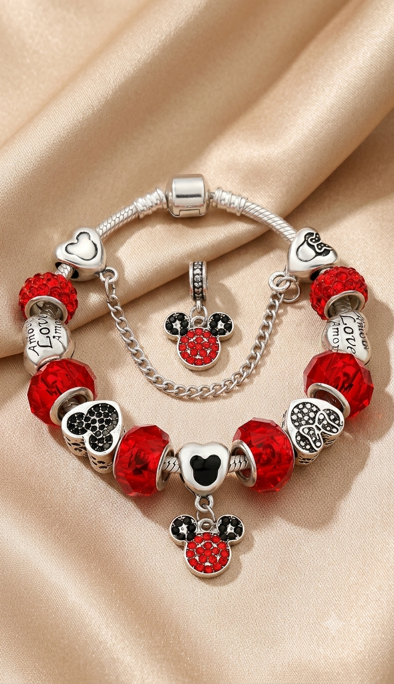 Magical Mouse-Motif Pave Crystal Bracelet