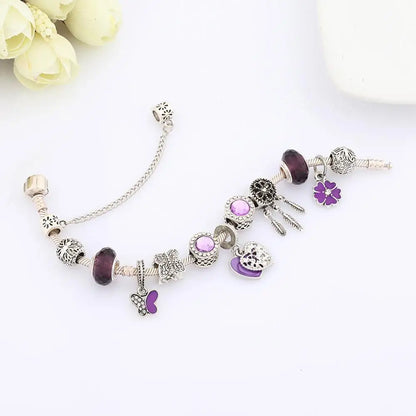 Amethyst Elegance Charm Bracelet