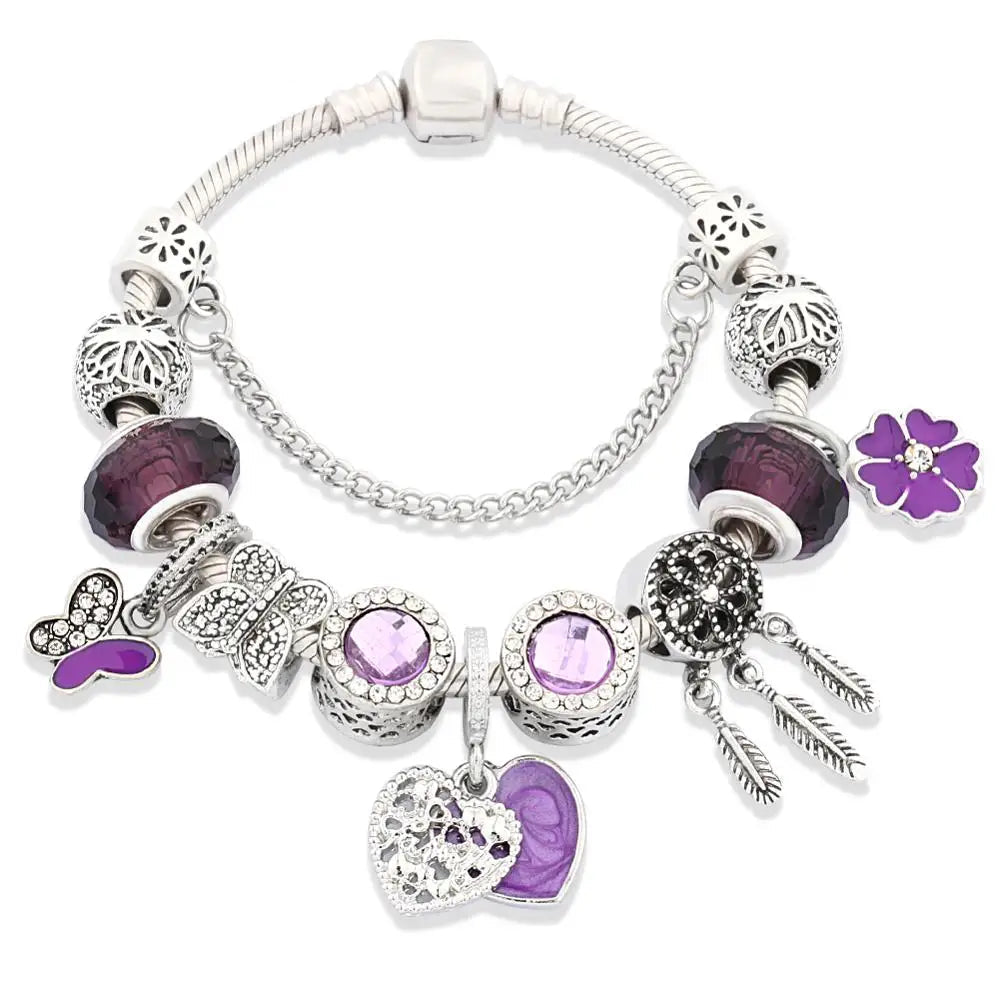 Amethyst Elegance Charm Bracelet