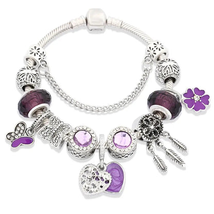 Amethyst Elegance Charm Bracelet