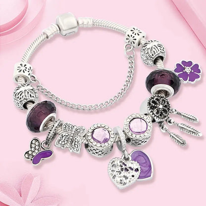 Amethyst Elegance Charm Bracelet