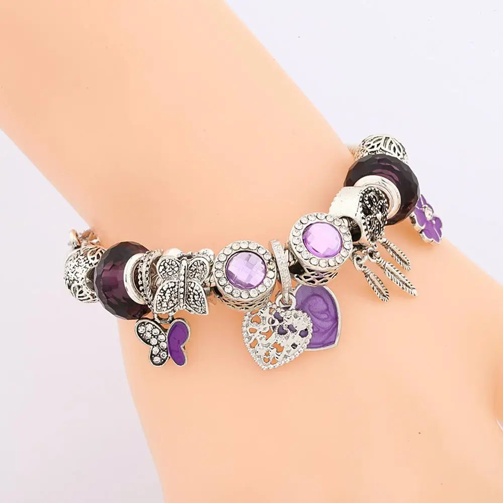 Amethyst Elegance Charm Bracelet