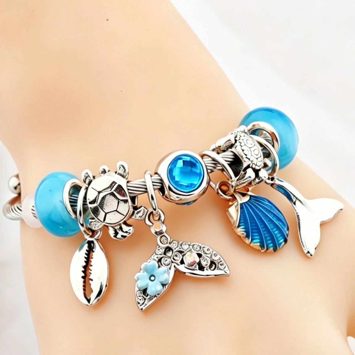 Azure Mermaid Ocean Charm Bangle - Liora