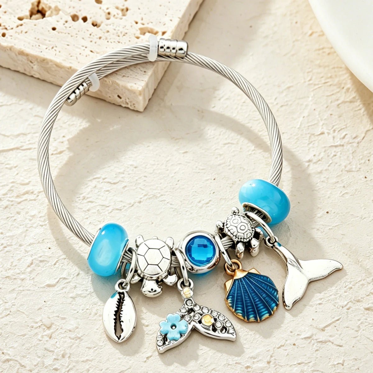 Azure Mermaid Ocean Charm Bangle - Liora
