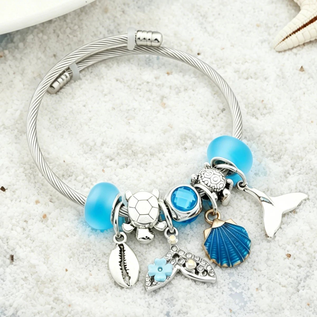 Azure Mermaid Ocean Charm Bangle - Liora