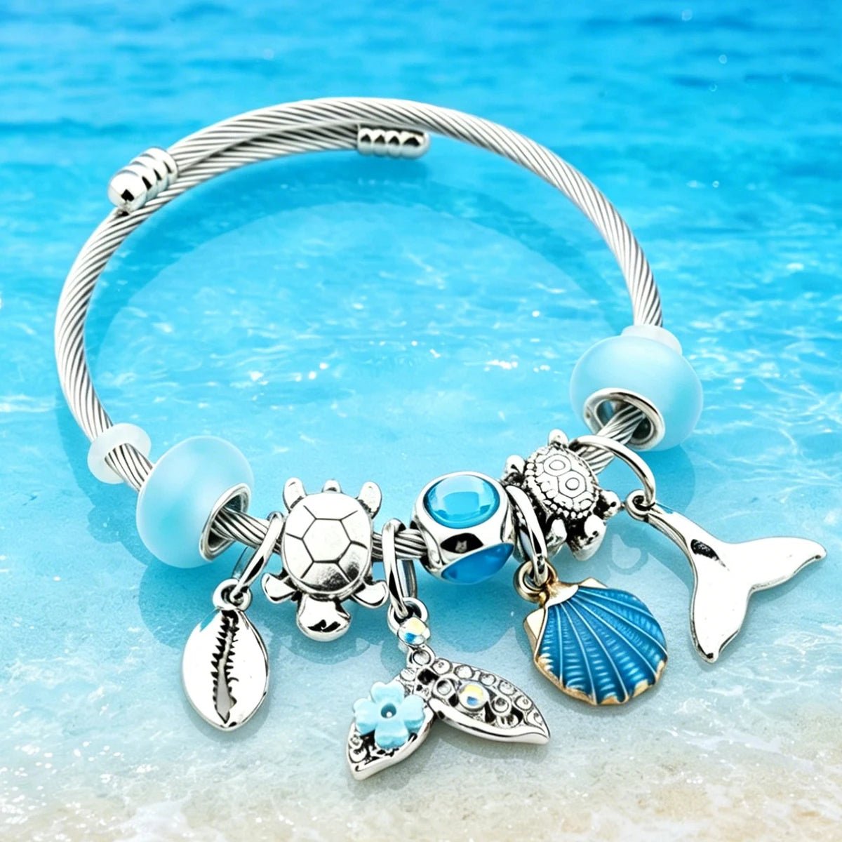Azure Mermaid Ocean Charm Bangle - Liora