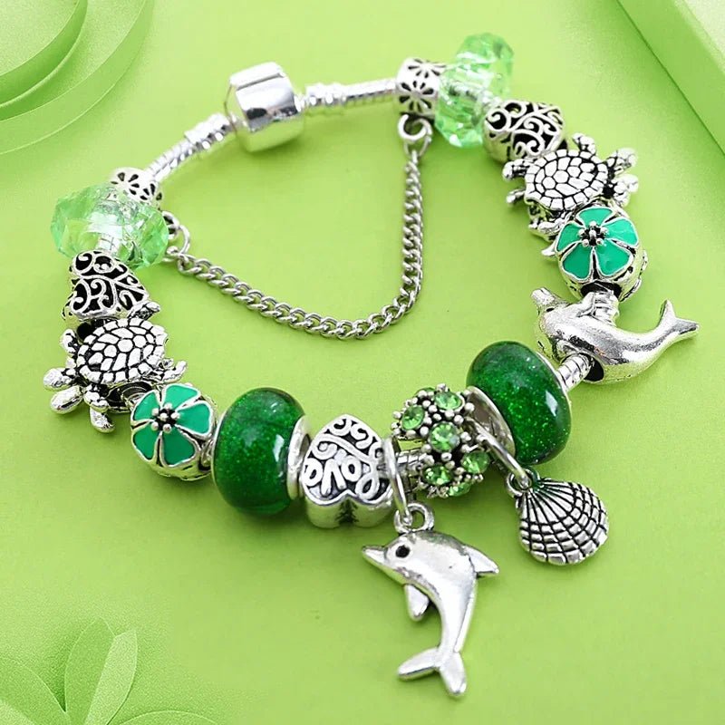 Enchanted Ocean Green Crystal Bangle - Liora