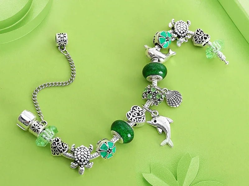 Enchanted Ocean Green Crystal Bangle - Liora