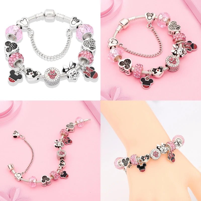 Enchanted Pink Mouse-Motif Charm Bracelet - Liora