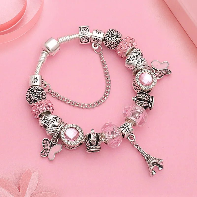 Parisian Romance Crystal Charm Bracelet - Liora