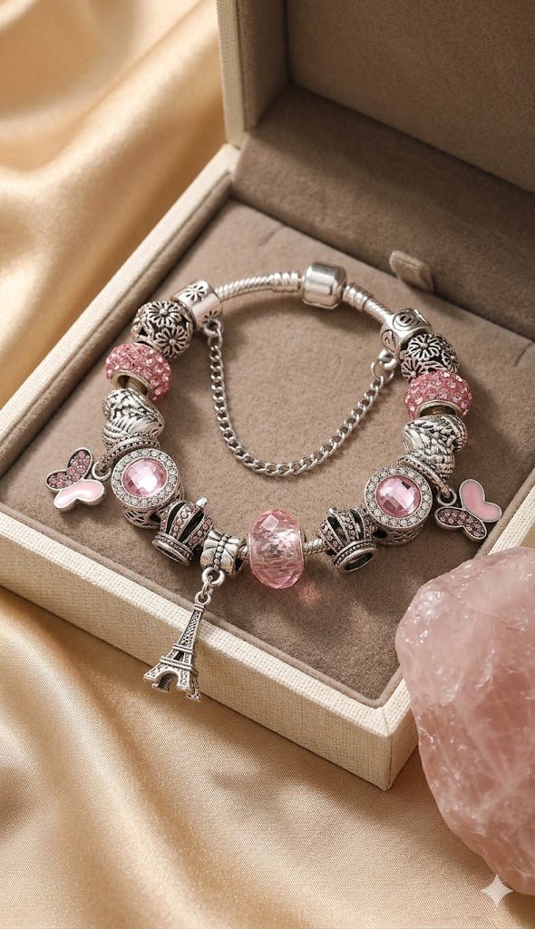 Parisian Romance Crystal Charm Bracelet - Liora