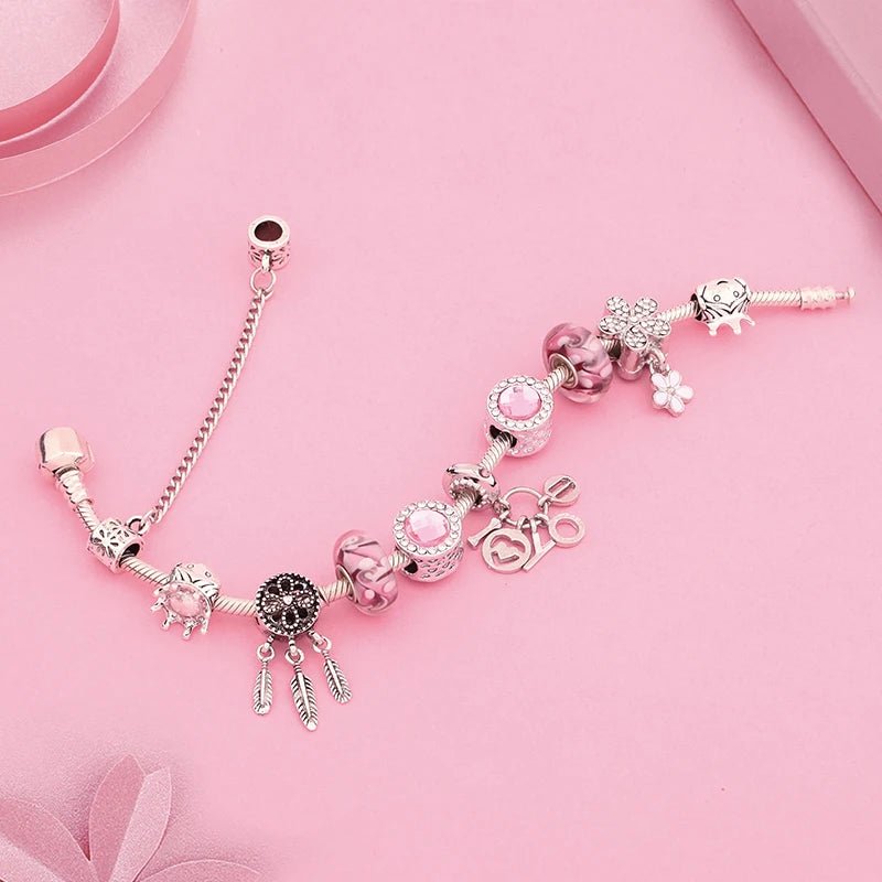 Pink Dreamcatcher Charm Bracelet - Liora