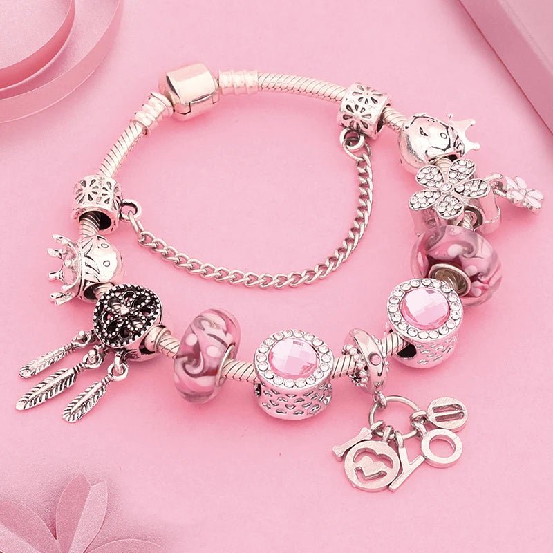 Pink Dreamcatcher Charm Bracelet - Liora