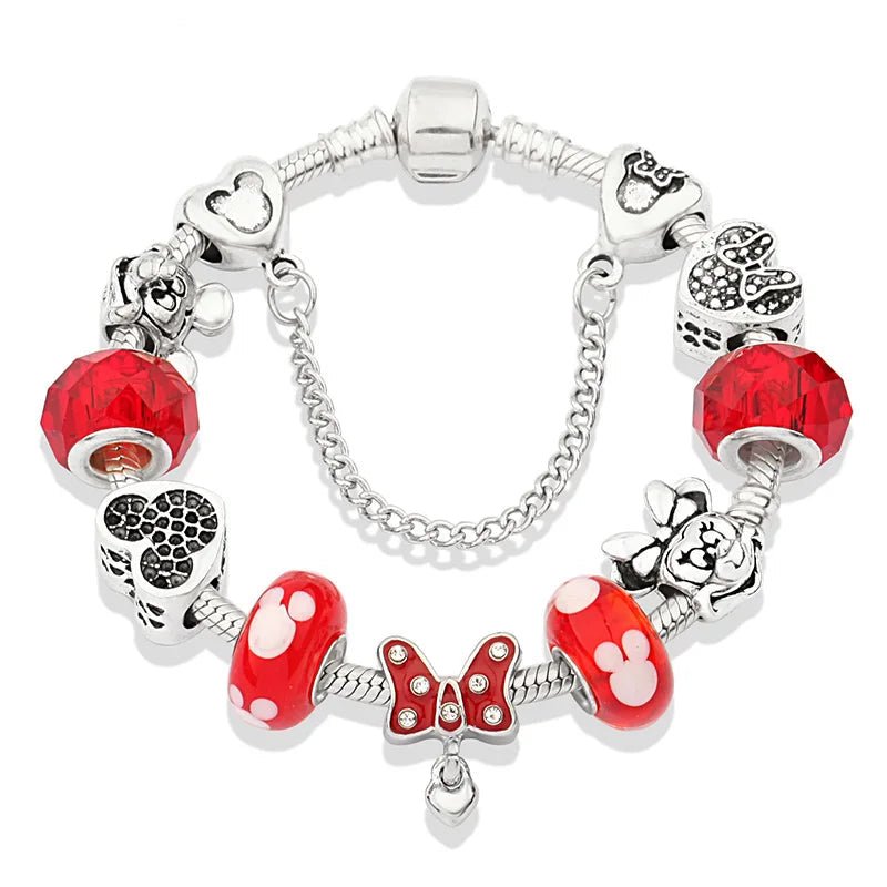 Whimsical Crimson Ribbon Charm Bracelet - Liora