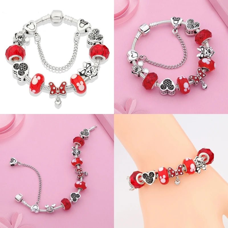 Whimsical Crimson Ribbon Charm Bracelet - Liora
