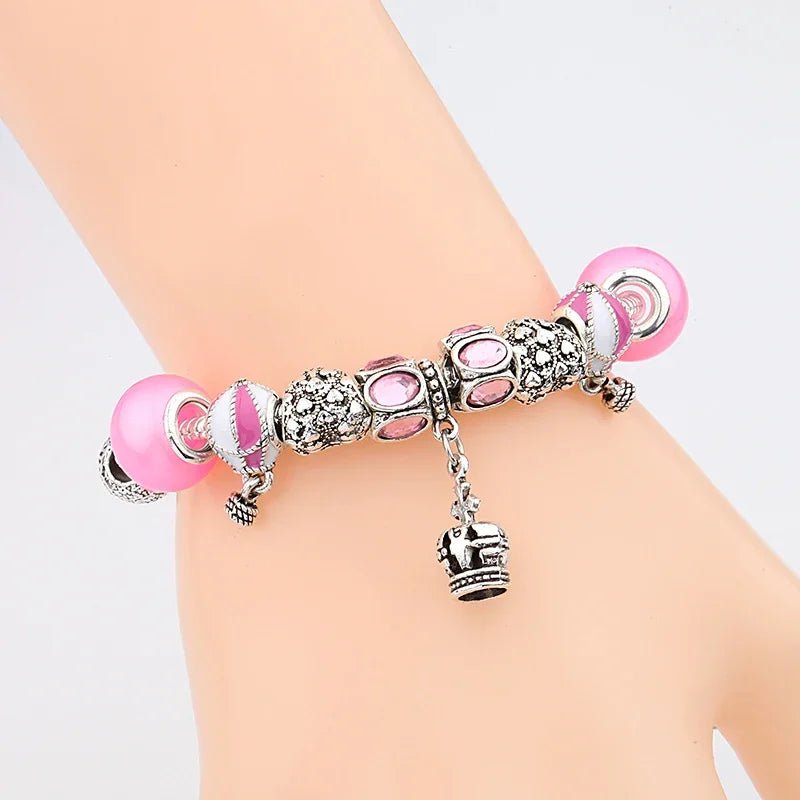 Whimsical Pink Balloon &amp; Crown Bracelet - Liora