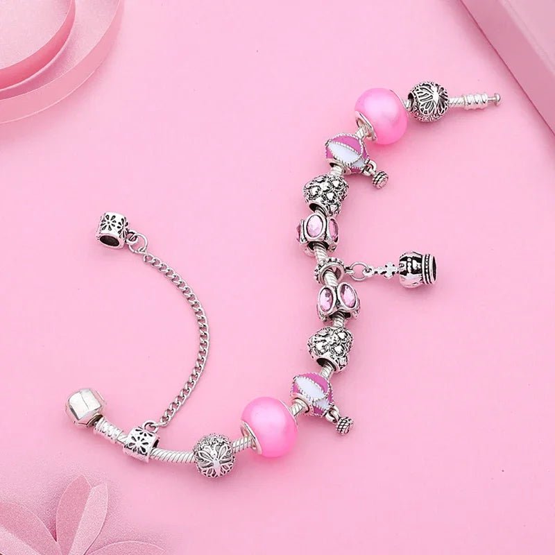 Whimsical Pink Balloon &amp; Crown Bracelet - Liora