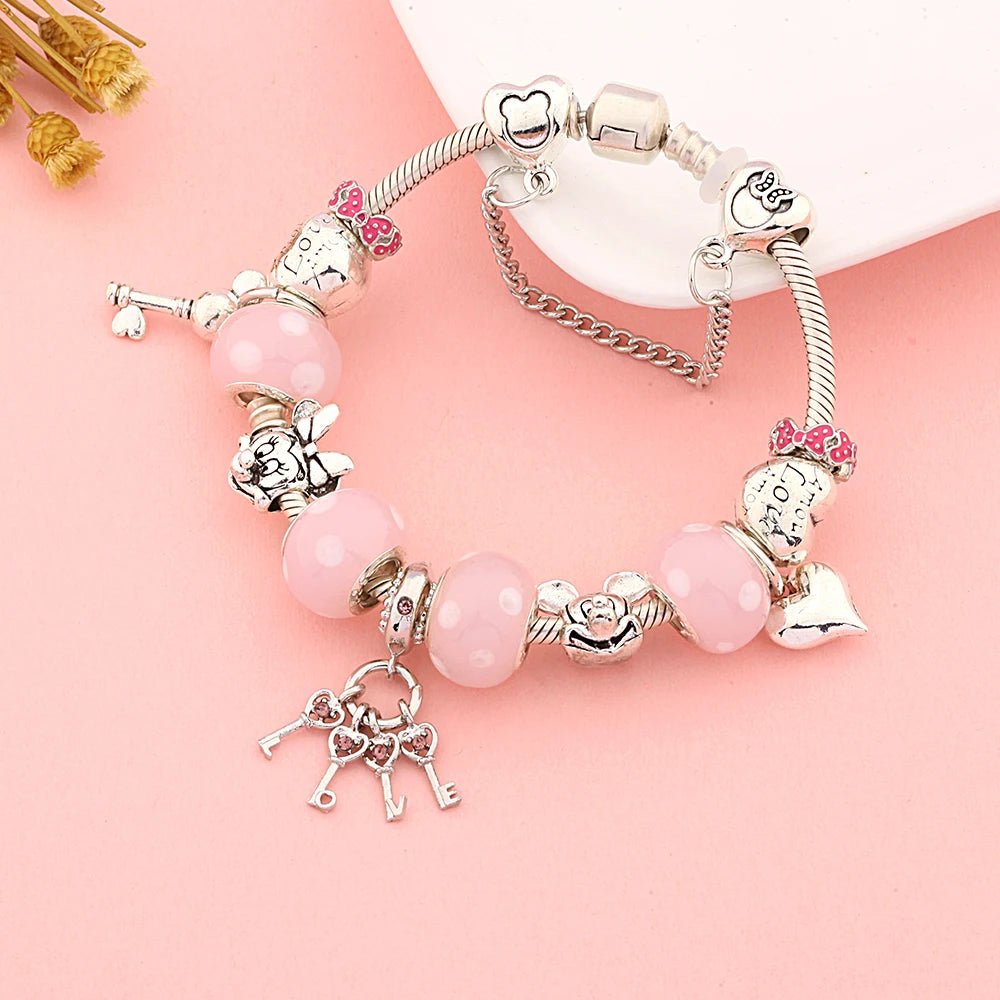 Whimsical Pink Key to Heart Bracelet - Liora