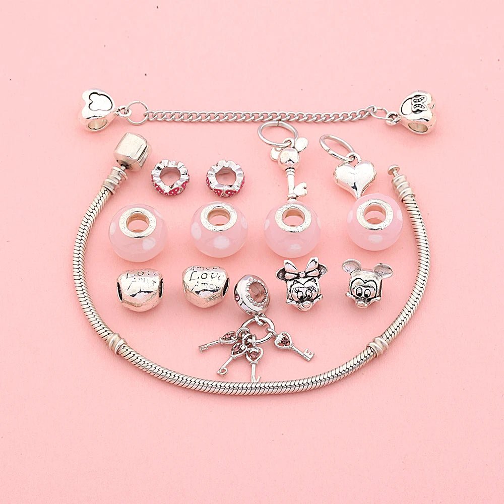 Whimsical Pink Key to Heart Bracelet - Liora