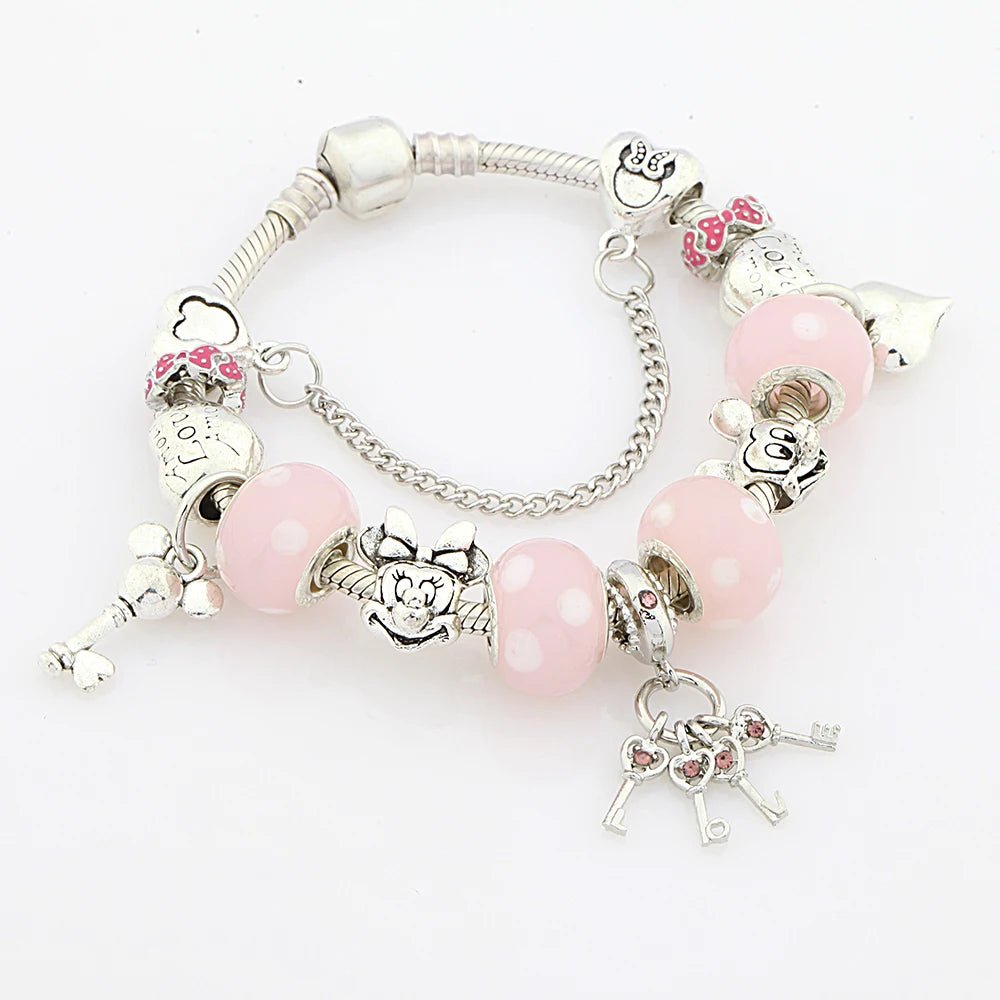 Whimsical Pink Key to Heart Bracelet - Liora