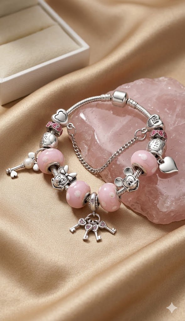Whimsical Pink Key to Heart Bracelet - Liora